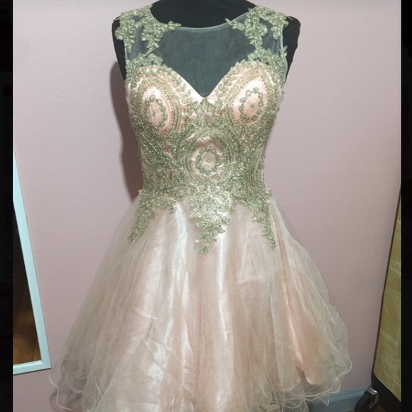 Pink Homecoming dress with gold detail - Picture 1 of 1